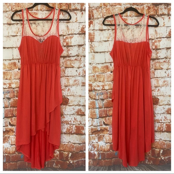 Delirious Dresses & Skirts - Delirious Los Angeles Coral Orange Hi Lo Plus Size Dress Lace Sleeveless Tank 1X
